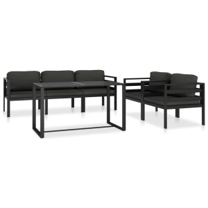 vidaXL 6-delige Loungeset met kussens aluminium antraciet