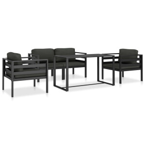 vidaXL 5-delige Loungeset met kussens aluminium antraciet