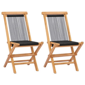 vidaXL Tuinstoelen inklapbaar 2 st massief teakhout en touw