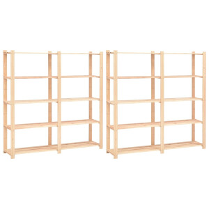 vidaXL Opbergrekken 5-laags 2 st 170x38x170 cm grenenhout 500 kg