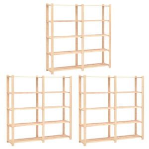 vidaXL Opbergrekken 5-laags 3 st 170x38x170 cm grenenhout 500 kg