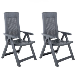 vidaXL Tuinstoelen 2 st verstelbaar kunststof antracietkleurig