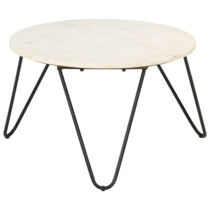 vidaXL Salontafel 65x65x42 cm echt steen met marmeren textuur wit