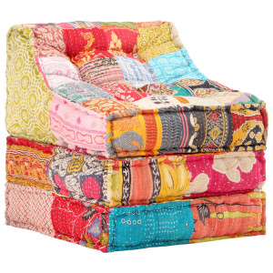 vidaXL Poef modulair stof patchwork