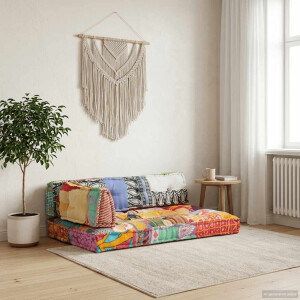 vidaXL Bankkussen pallet stof patchwork meerkleurig