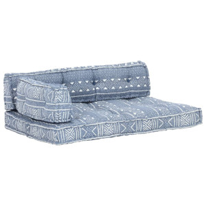 vidaXL Bankkussen pallet stof patchwork indigo