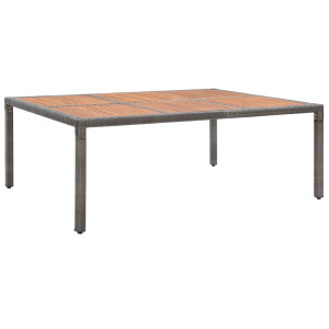 vidaXL Tuintafel 200x150x74 cm poly rattan en massief acaciahout grijs