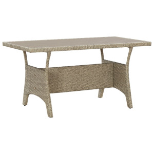 vidaXL Tuintafel 130x70x66 cm poly rattan grijs