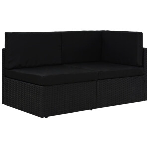 vidaXL Tweezitsbank sectioneel poly rattan zwart