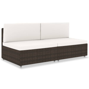 vidaXL Tweezitsbank sectioneel poly rattan bruin