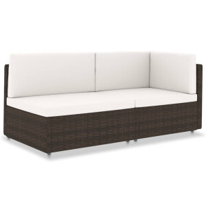 vidaXL Tweezitsbank sectioneel poly rattan bruin