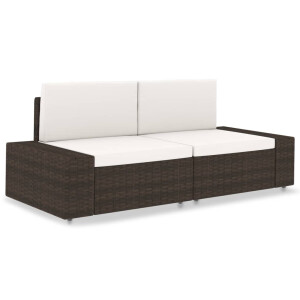 vidaXL Tweezitsbank sectioneel poly rattan bruin