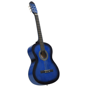 vidaXL Gitaar klassiek beginner 4/4 39" lindenhout blauw