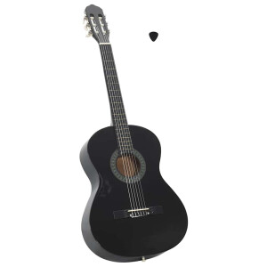 vidaXL Gitaar klassiek beginner 4/4 39" lindenhout zwart
