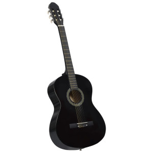 vidaXL Gitaar klassiek beginner 4/4 39" lindenhout zwart