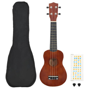 vidaXL Ukuleleset met tas voor kinderen sopraan 21'' donkerhoutkleurig
