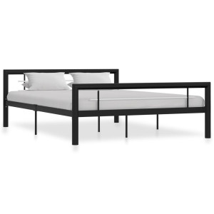 vidaXL Bedframe metaal zwart en wit 140x200 cm