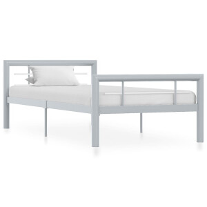 vidaXL Bedframe metaal grijs en wit 90x200 cm