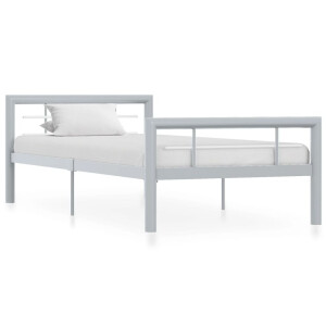 vidaXL Bedframe metaal grijs en wit 100x200 cm