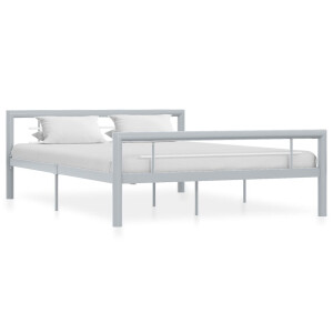 vidaXL Bedframe metaal grijs en wit 120x200 cm