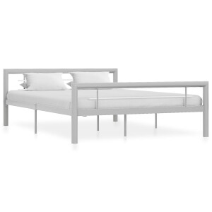 vidaXL Bedframe metaal grijs en wit 140x200 cm