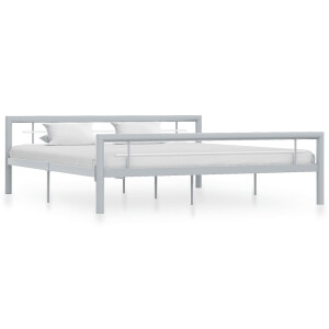 vidaXL Bedframe metaal grijs en wit 180x200 cm