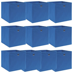 vidaXL Opbergboxen 10 st 32x32x32 cm stof blauw
