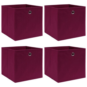 vidaXL Opbergboxen 4 st 32x32x32 cm stof donkerrood