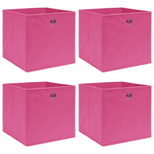 vidaXL Opbergboxen 4 st 32x32x32 cm stof roze