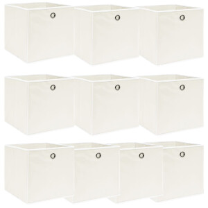vidaXL Opbergboxen 10 st 32x32x32 cm stof wit