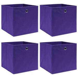 vidaXL Opbergboxen 4 st 32x32x32 cm stof paars