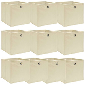 vidaXL Opbergboxen 10 st 32x32x32 cm stof crèmekleurig