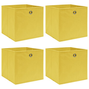 vidaXL Opbergboxen 4 st 32x32x32 cm stof geel