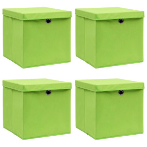 vidaXL Opbergboxen met deksel 4 st 32x32x32 cm stof groen