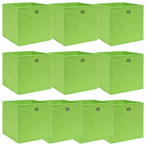 vidaXL Opbergboxen 10 st 32x32x32 cm stof groen