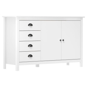 vidaXL Dressoir Hill 130x40x80 cm massief grenenhout wit