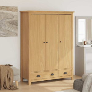 vidaXL Kledingkast Hill 3 deuren 127x50x170 cm massief grenenhout