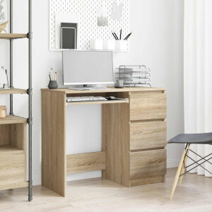 vidaXL Bureau 90x45x76 cm bewerkt hout sonoma eikenkleurig