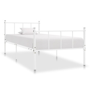 vidaXL Bedframe metaal wit 90x200 cm