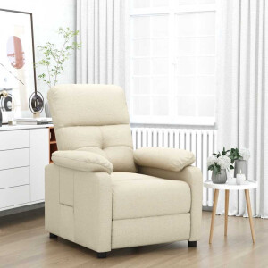 vidaXL Fauteuil verstelbaar stof crèmekleurig