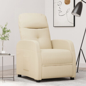 vidaXL Fauteuil verstelbaar stof crèmekleurig