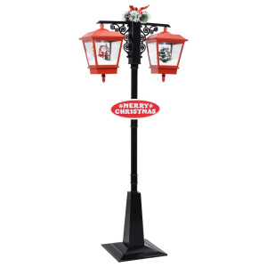 vidaXL Straatlantaarn met kerstman 81x40x188 cm PVC zwart en rood