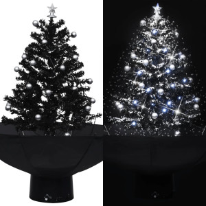 vidaXL Kerstboom sneeuwend met paraplubasis 75 cm PVC zwart