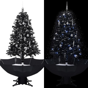 vidaXL Kerstboom sneeuwend met paraplubasis 170 cm PVC zwart