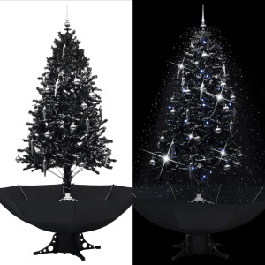 vidaXL Kerstboom sneeuwend met paraplubasis 190 cm PVC zwart