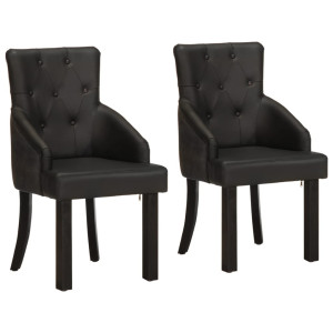 vidaXL Eetkamerstoelen 2 st echt geitenleer zwart