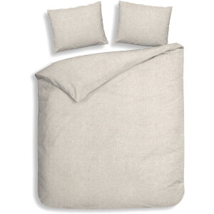 Heckettlane Dekbedovertrek Franela - Effen Bedlinnen - 200x200-220 cm - Tweepersoons - Beige - Dekbedovertrek van 100% Katoen-Flanel