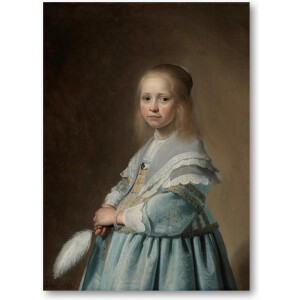 Portret van een meisje in het blauw - 50x70 Forex Staand - Johannes Cornelisz. Verspronck - Meesterwerken