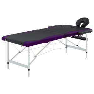 vidaXL Massagetafel inklapbaar 2 zones aluminium zwart en paars