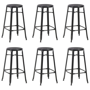 vidaXL Barkrukken 6 st staal zwart